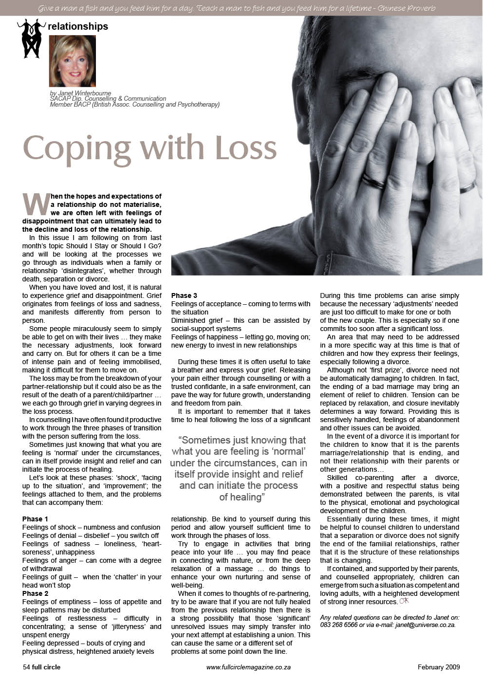 Coping with Loss Psychologist Cape Town
